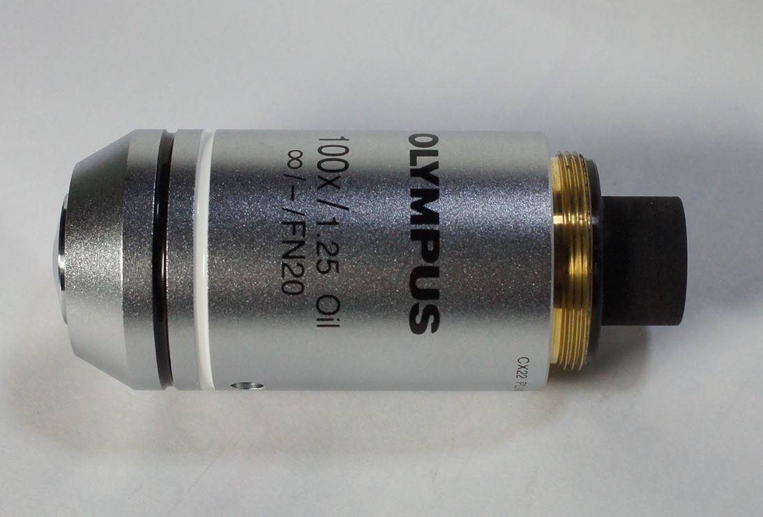 Microscope Japan　品質保証　返品可　オリンパス　CX22 PL 100XO　無限遠補正系 Plan 対物レンズ 100X/1.25 oil ∞/- 中古 Olympus