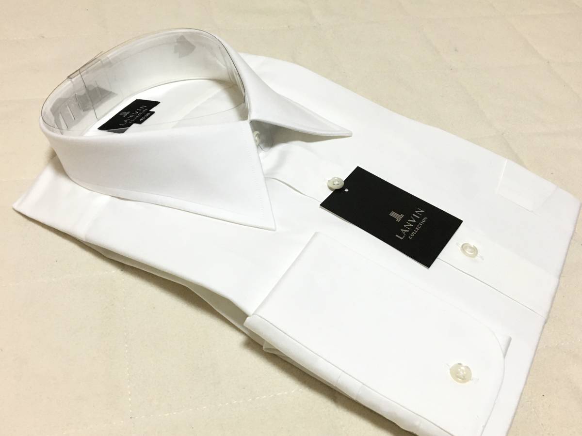 M390新品♪LANVINランバン♪長袖ドレスシャツ白43－80日本製￥12100即決