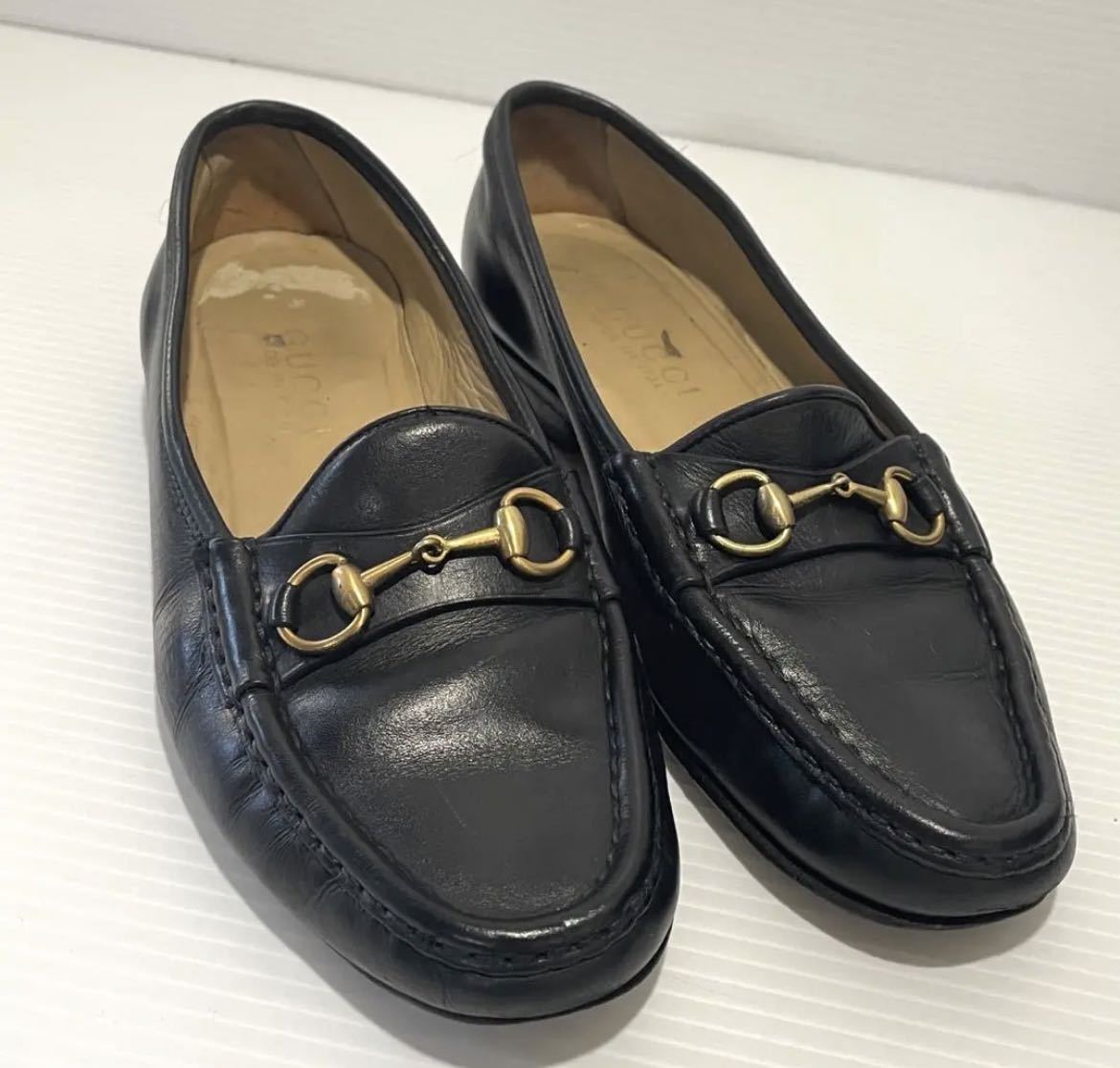 NEW限定品】 黒 ビットローファー GUCCI 美品☆ 本革 グッチ 23.5