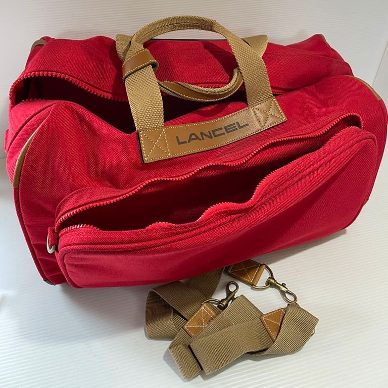 N003# ultimate beautiful goods Lancel Boston bag shoulder strap red 2way 50 size 
