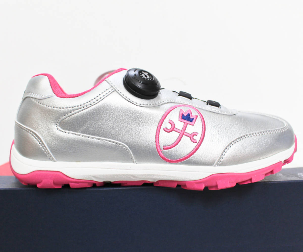 《CASTELBAJAC SPORT カステルバジャック》新品 定価19,800円 ロゴ刺 ダイヤル式でらくらく着脱 ゴルフシューズ スニーカー 24.5cm A7003_画像3