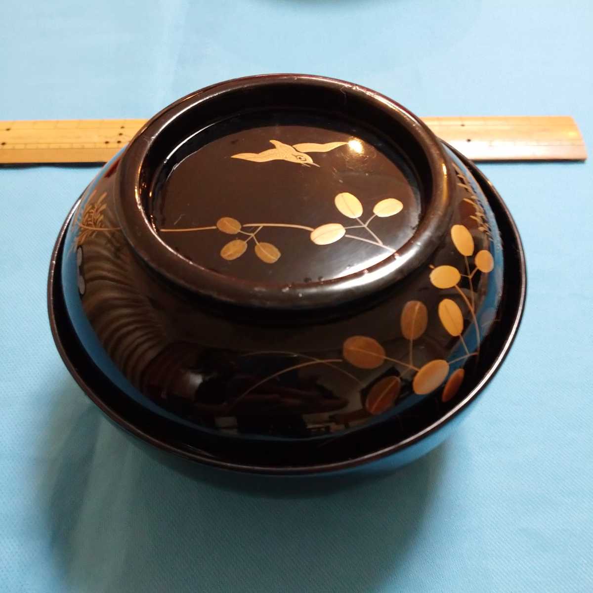 当店一番人気】 即決!骨董蓋付き器10点くらい黒金絵食器茶碗お椀