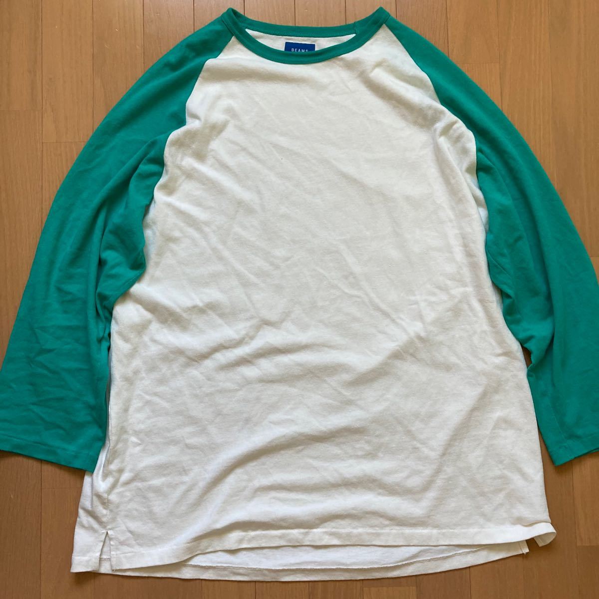 【美品】BEAMS リンガー長袖　緑　白