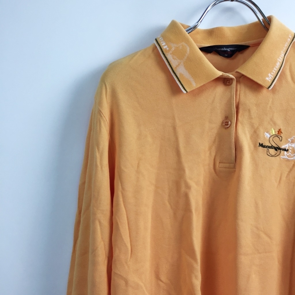 Munsingwear/マンシングウェア ゴルフ ゴルフウェア 長袖ポロシャツ コットン ナイロン オレンジ サイズM レディース_画像2