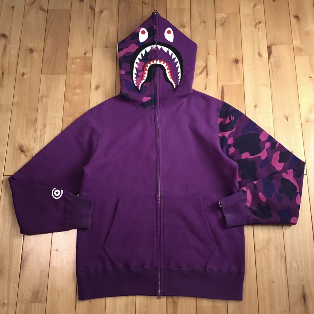 国産】 shark Lサイズ パーカー シャーク camo Purple full k8aj 迷彩