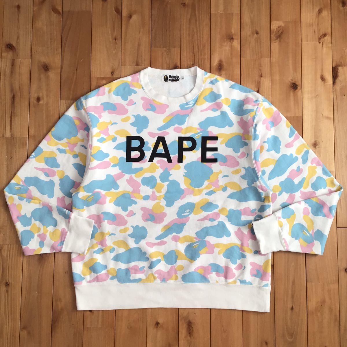 マルチカモ 長袖 スウェット Lサイズ a bathing ape bape cotton candy camo エイプ ベイプ アベイシングエイプ new multi camo 迷彩 m986_画像1