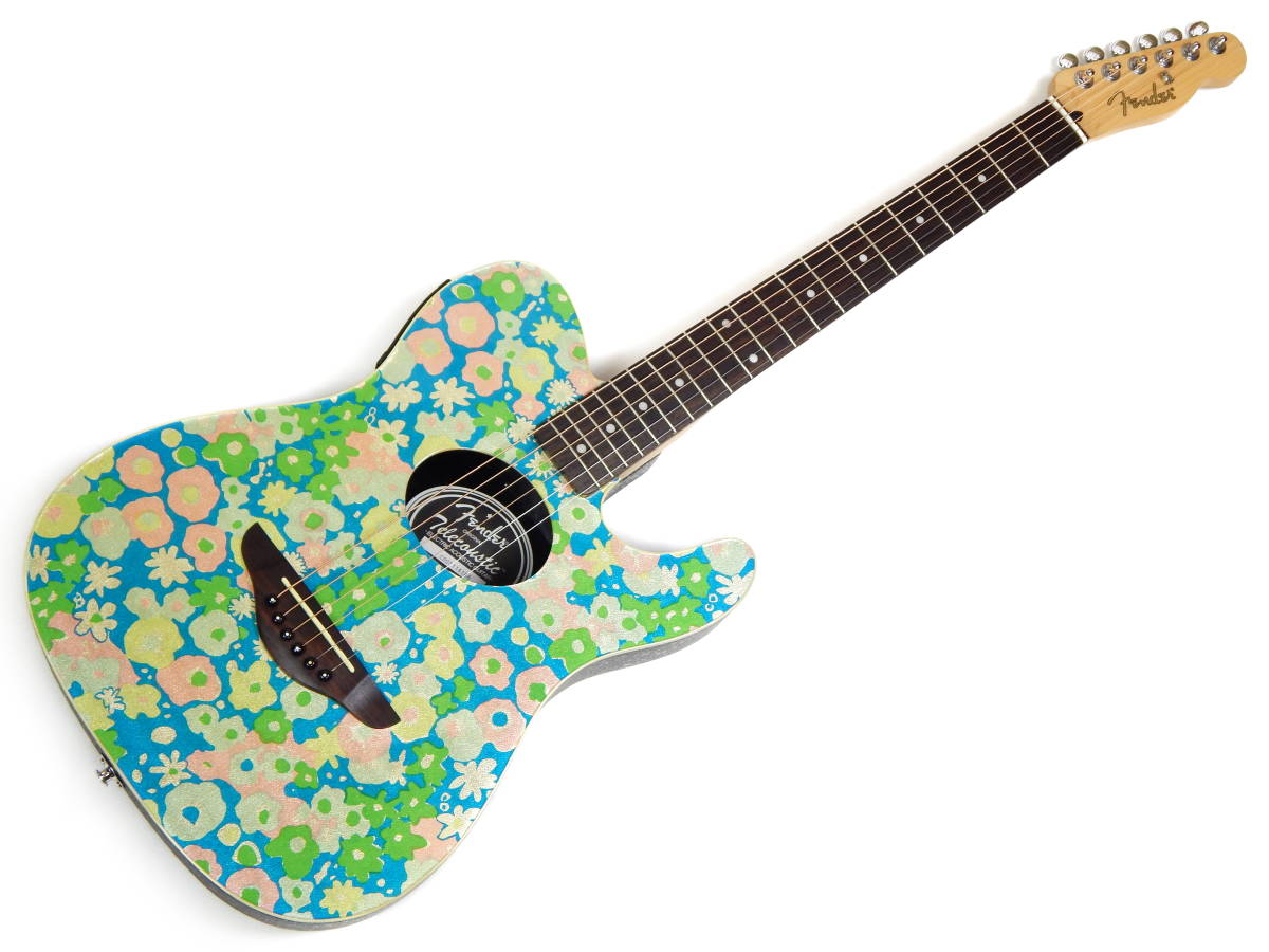 レア Fender Acoustic Telecoustic Blue Flower フェンダー エレアコ ブルーフラワー Telecaster テレキャスター
