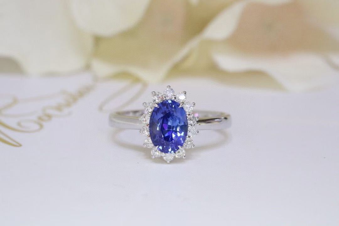サファイア ダイヤモンド リング 1.20ct 0.21ct K18-