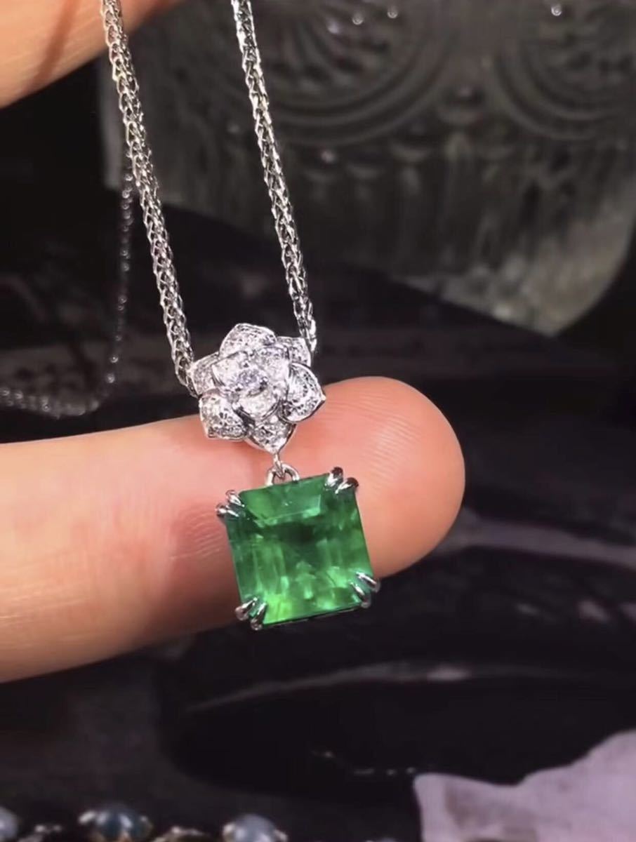 最終価格 天然 エメラルド ダイヤ ペンダントトップ0.5ct k18