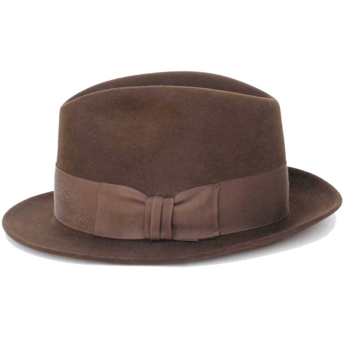 (29813)美品MADE IN USA Dobbsドブス フェドラハット 7(56センチ) (茶ブラウン ヴィンテージ中折れハット メンズ レディース アメリカ製)_画像4