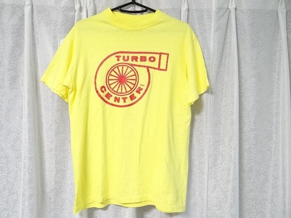 希少 80年代 ビンテージ Hanes USA製 TURBO CENTER ターボ エンジン 旧車 Tシャツ M 街道レーサー レーシング メカニック レトロ 当時物_画像1