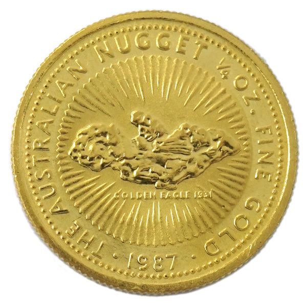 B/標準】 ナゲット 純金コイン 1/4オンス オーストラリア 1987年 金塊