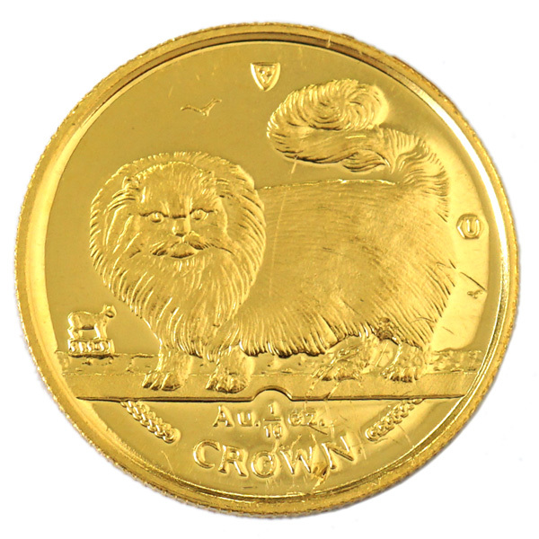 【AB/使用感小】 マン島 キャットコイン 1997年 ロングヘアースモークキャット 1/10オンス エリザベス2世 金貨 純金 硬貨 貨幣