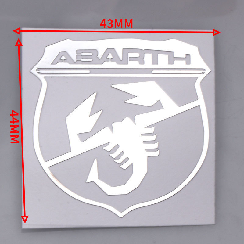 フィアット アバルト ABARTH 切り抜きタイプ アルミニウム メタルステッカー 文字ロゴ2枚 図柄ロゴ2枚 計4枚セット 本体色：金