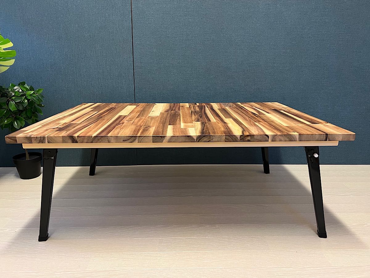送料無料】 ローテーブル 長方形 90cm 60cm アカシア 縦柄 折りたたみ
