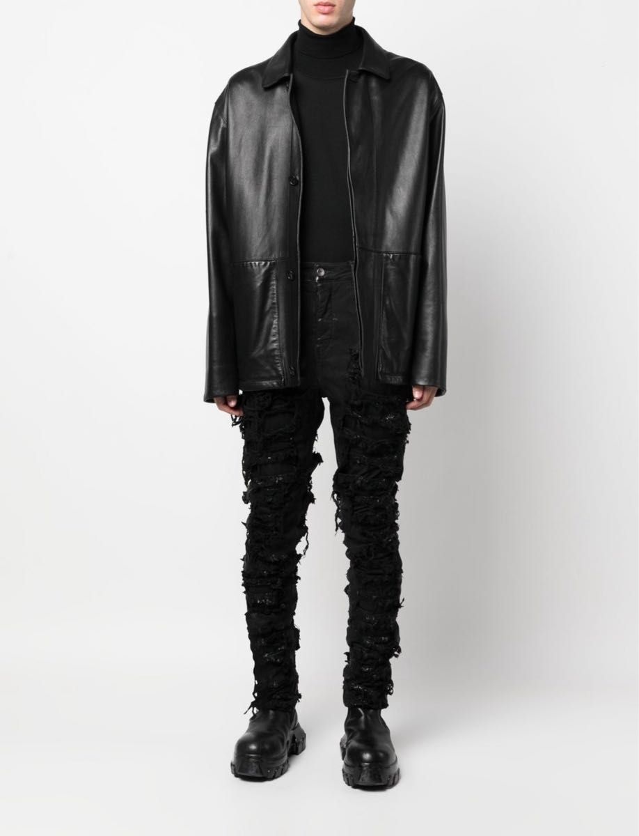 【試着程度】Rick Owens DRKSHDW デトロイトカット デニムパンツ ダメージジーンズ クラッシュデニム スキニー