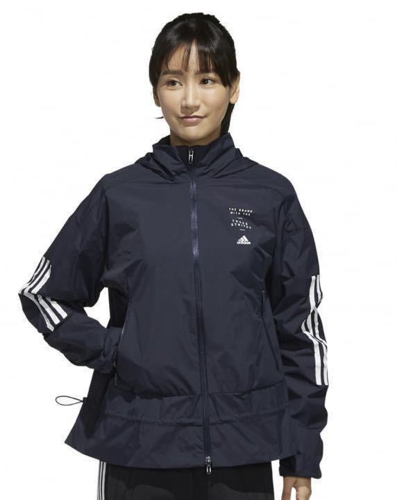 新品 定価9339円 Mサイズ adidas アディダス レディース ウインドジャケット ランニング トレーニング スポーツウエア ネイビー.