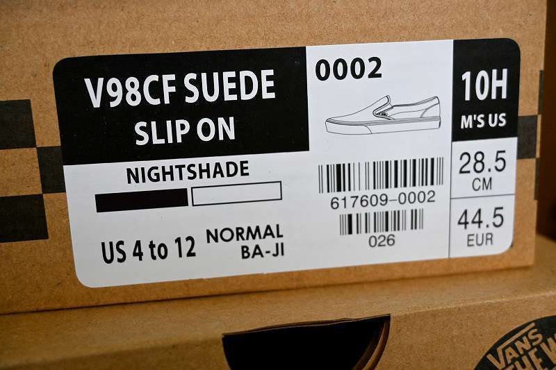 新品未使用 VANS バンズ SLIP ON スリッポン SUEDE スエード レザー V98CF SUEDE NIGHTSHADE ￥8,640 パープル 送料無料 US10.5 28.5センチ_画像5