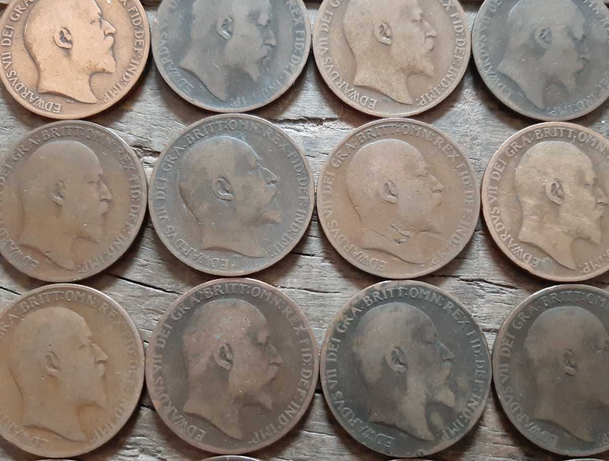 25個 古銭 ブロンズ ペニー イギリス アンチーク エドワードVII ペニー本物英国コイン1902年~1910年 31ミリコインです9.5gブロンズ の画像3