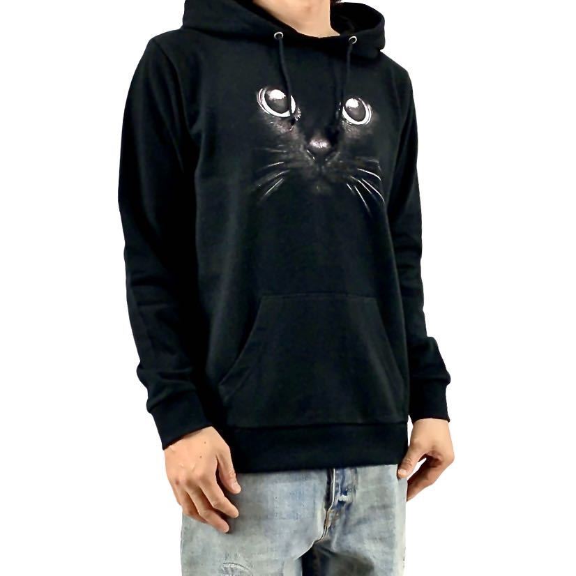 新品 黒猫 ねこ クロネコ かわいい 動物 アニマル プリント パーカー XS S M L XL ビッグ オーバー サイズ XXL ジップアップ Tシャツ ロンT_画像3