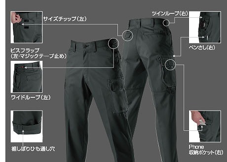 バートル 1202 パワーカーゴパンツ ストームグレー 79サイズ 秋冬用 メンズ ズボン 制電ケア 作業服 作業着 1201シリーズ_画像3