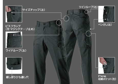 バートル 1202 パワーカーゴパンツ ストームグレー 88サイズ 秋冬用 メンズ ズボン 制電ケア 作業服 作業着 1201シリーズ_画像3