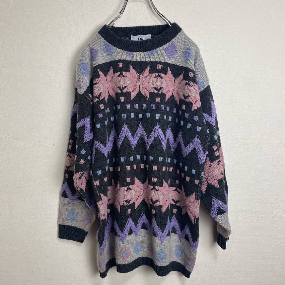 アメリカ製 Boy Point Threads マルチカラー ニット セーター (M)USA
