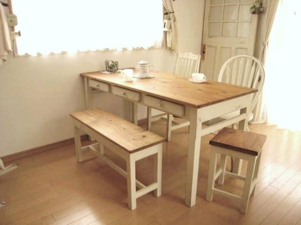 10ｃ…drawers6 dining TABLE/notダイニングテ-ブルアンティーク_画像3