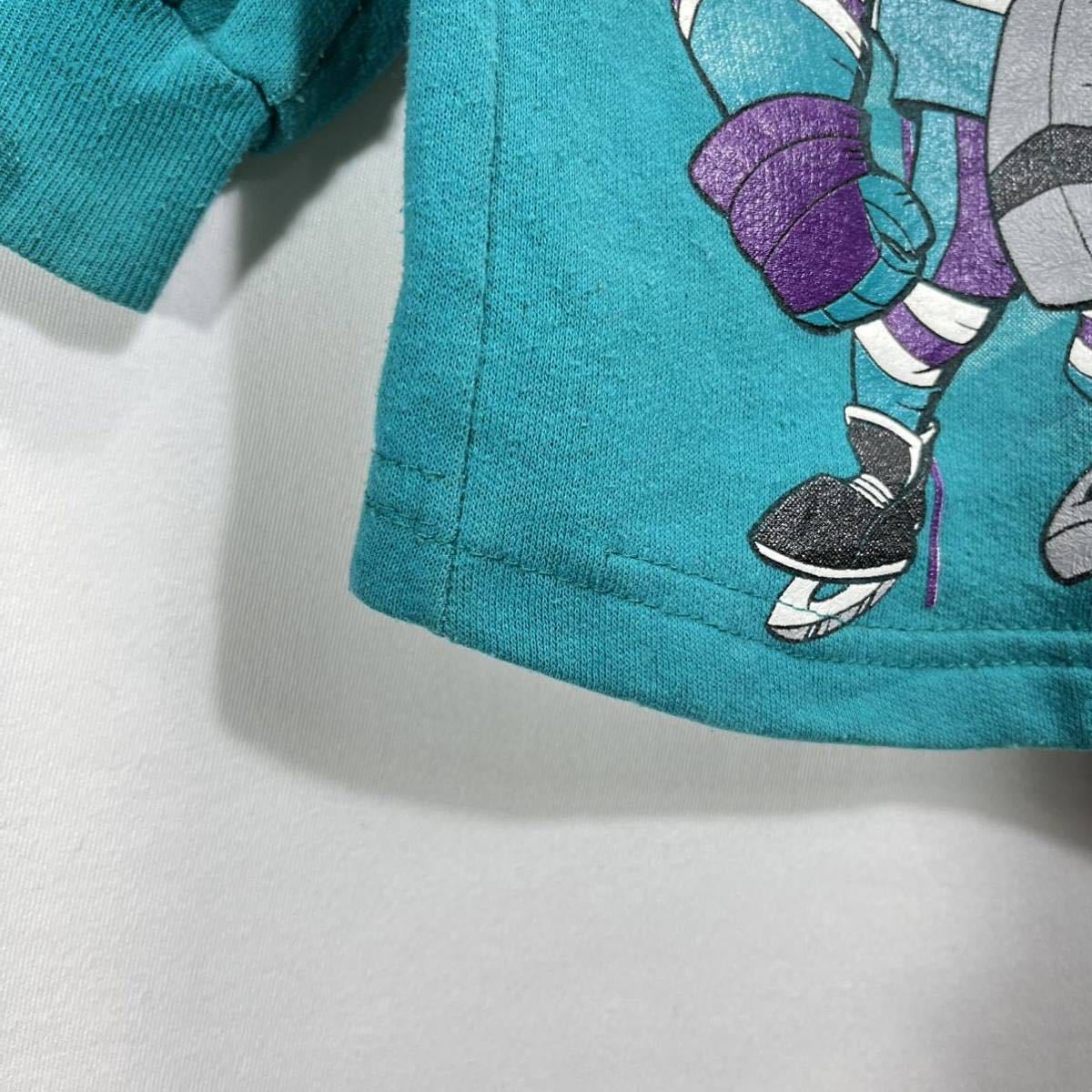■ 子供用 Disney ディズニー マイティーダックス イラストプリント 切り替えし スウェット Tシャツ 古着 サイズ６ NHL MIGHTY DUCKS ■_画像5