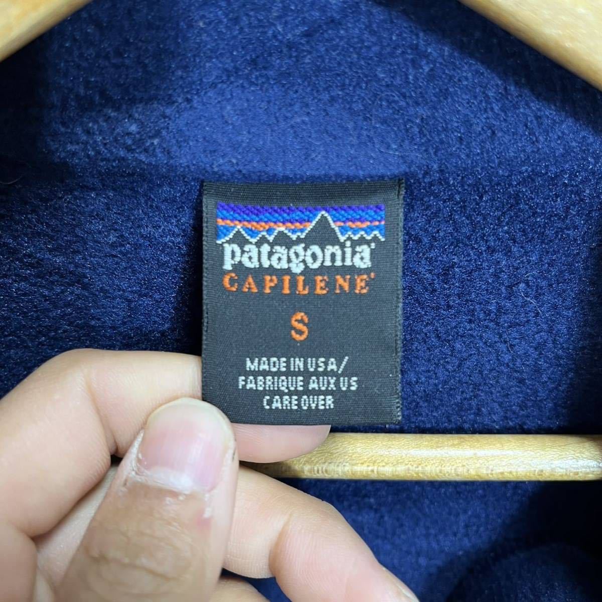 ■ 90s ビンテージ USA製 patagonia CAPILENE パタゴニア キャプリーン ハーフジップ フリース プルオーバー サイズS ネイビーアウトドア■_画像6