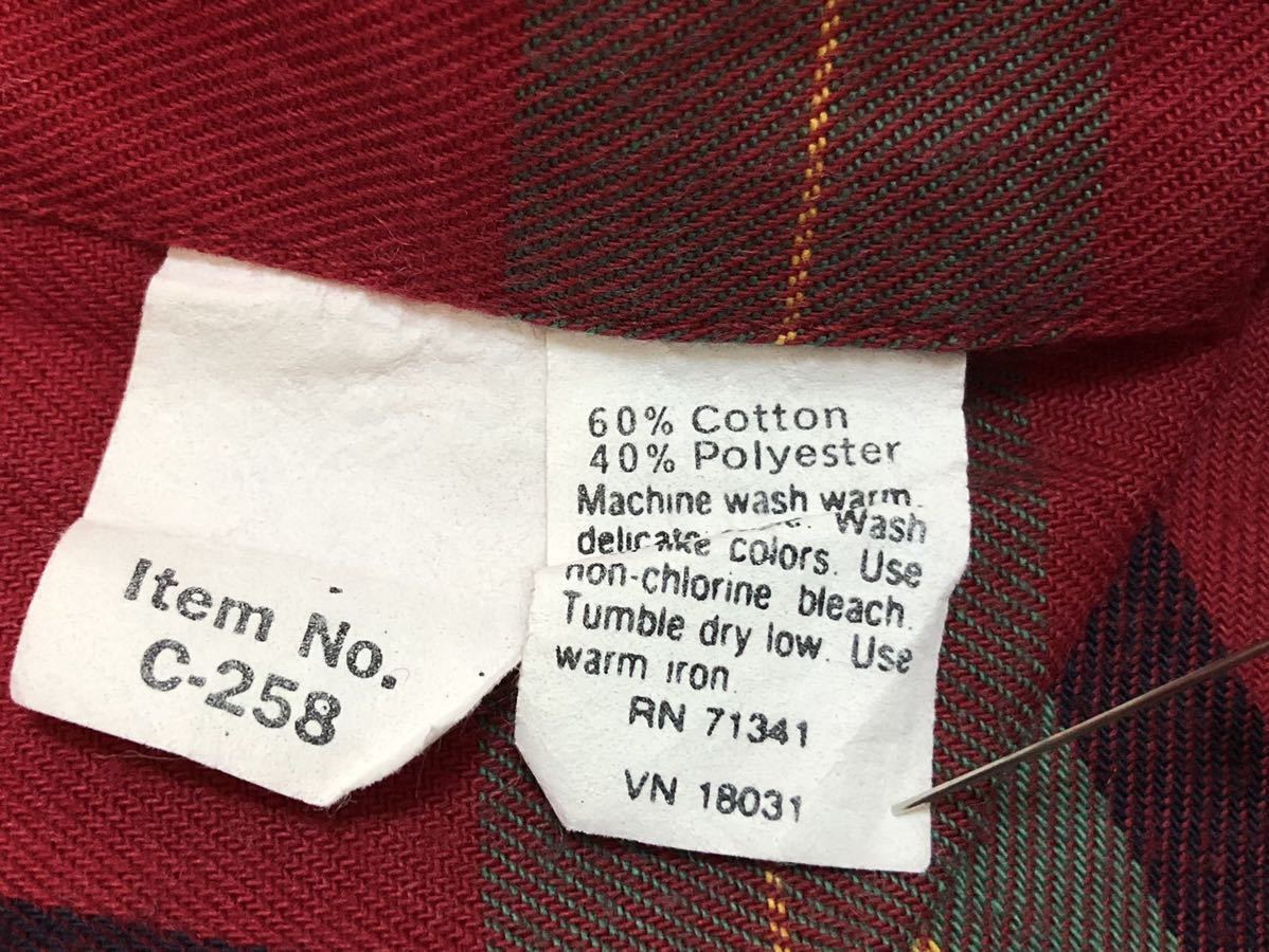 【送料込み】80sヴィンテージ！MADE IN USAアメリカ製L.L.BEAN エルエルビーンコットンボタンダウンチェックシャツsize L_画像9