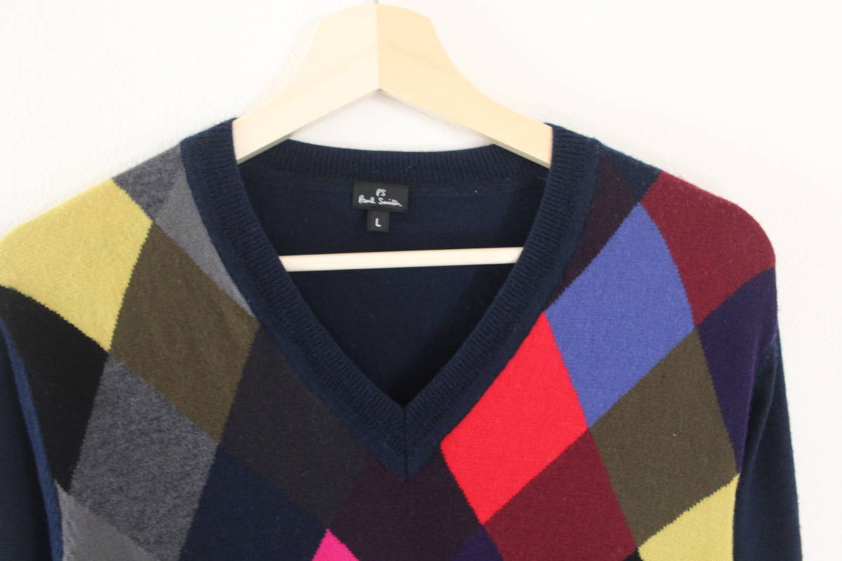 PaulSmith ネイビー Vネックセーター L ポールスミス Vネックセーター ネイビー L|Yahoo!フリマ(旧