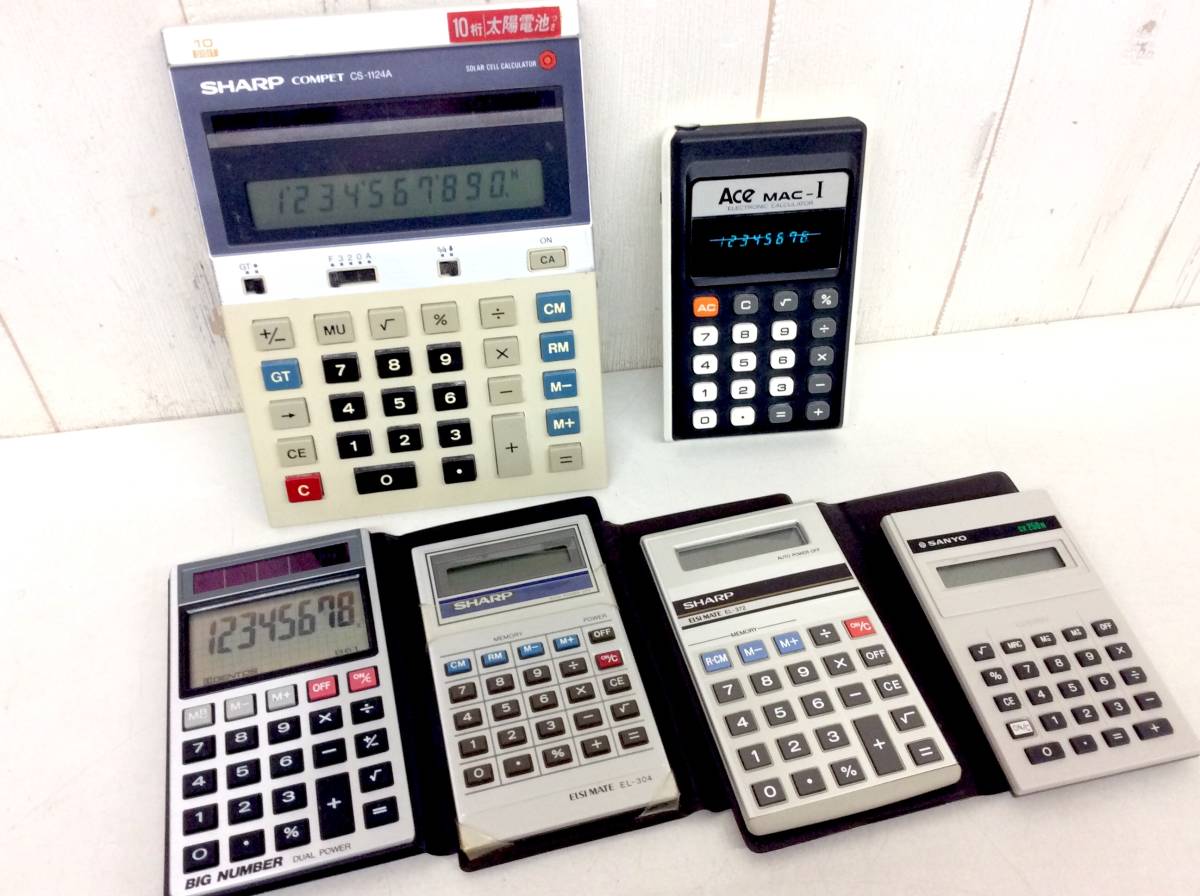  that time thing [ calculator 6 pcs together ] calculator SHARP / SANYO / RICOH / GENTOS secondhand goods Showa Retro Vintage 