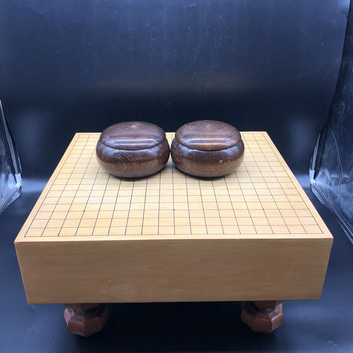 囲碁セット 碁石陶磁器　碁盤木製　昭和レトロ　アンティーク　コレクション