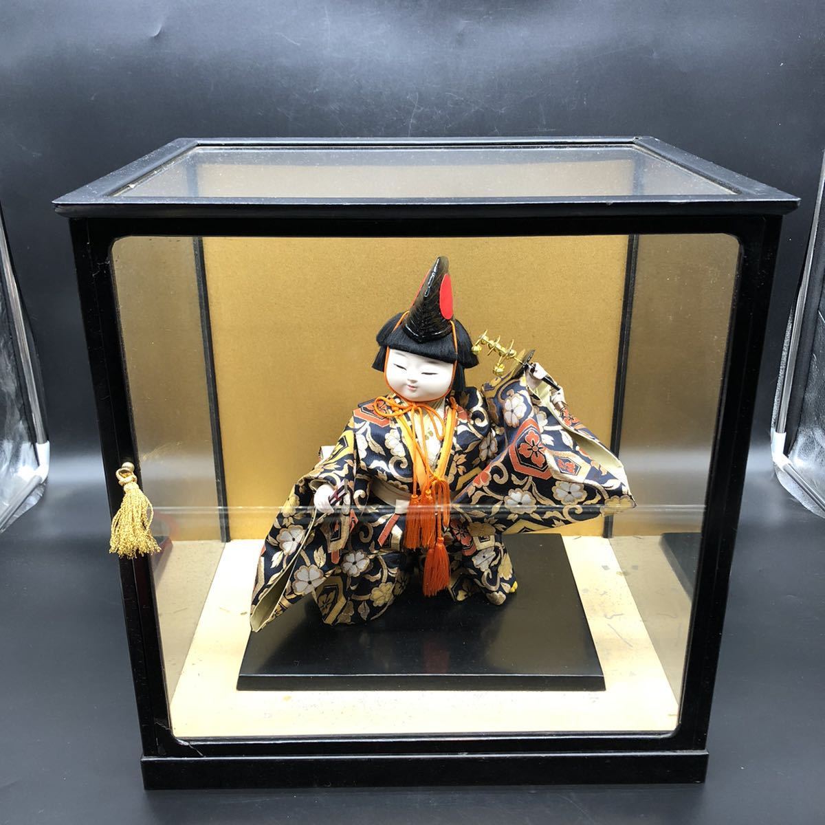 ヤフオク! - 日本人形 ガラスケース付き 五月人形 置物 アンティーク