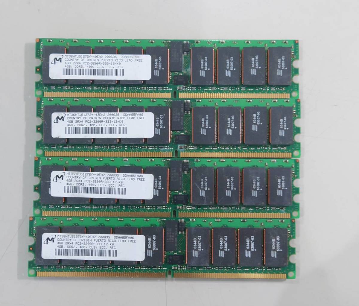 KN2966 【現状品】Micron 4GB 2Rx4 PC2-3200R-333-12-K0 4枚セット_画像1