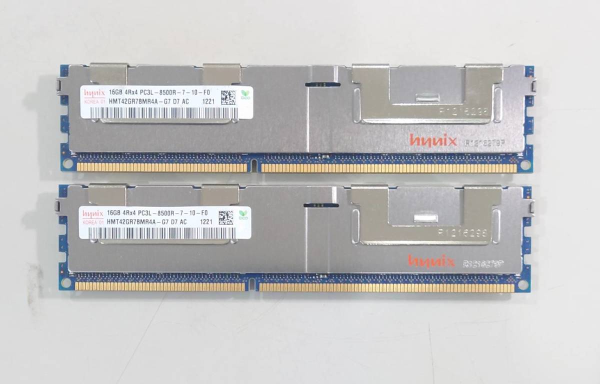 KN2962 【現状品】hynix 16GB 4Rx4 PC3L-8500R-7-10-F0 メモリ 2枚セット_画像1