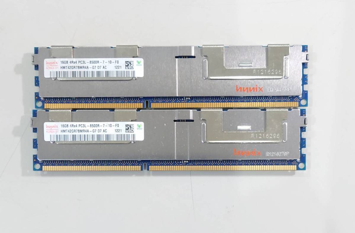 KN2960 【現状品】hynix 16GB 4Rx4 PC3L-8500R-7-10-F0 メモリ 2枚セット_画像1