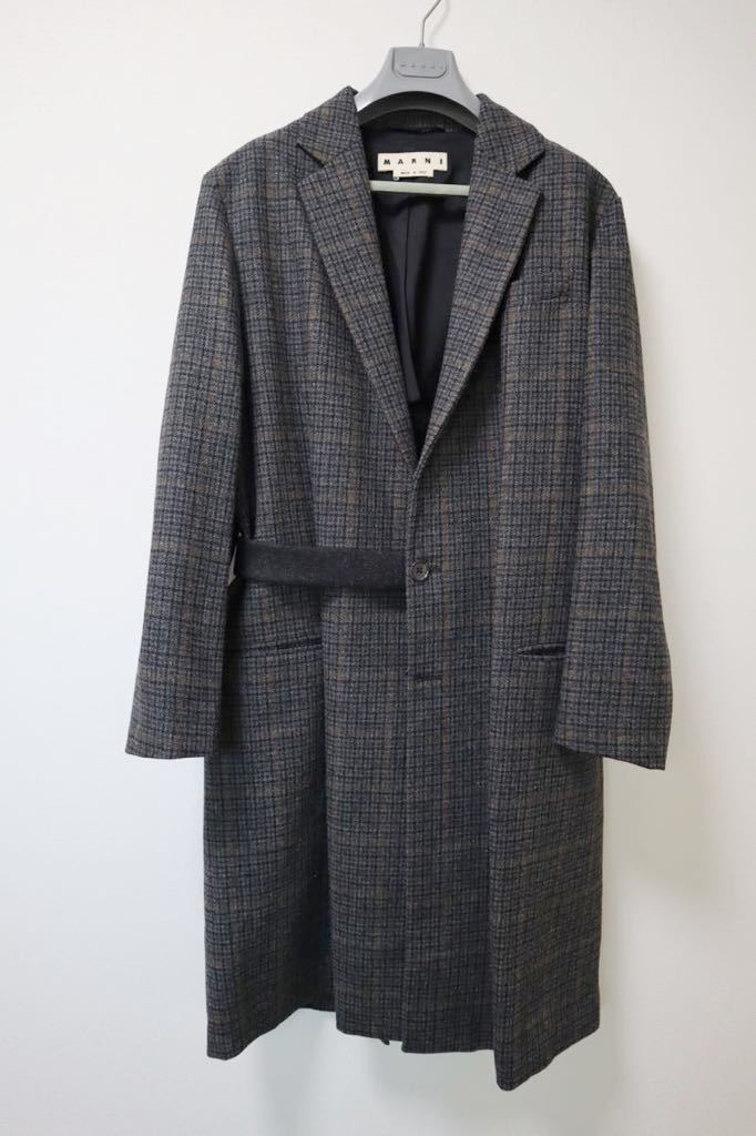 44 25万 MARNI 16aw ベルト チェスター コート ラップ メンズ マルニ