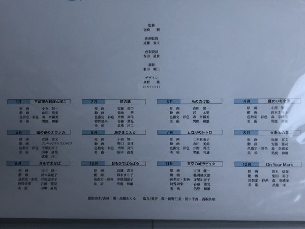 スタジオジブリ 1998年 作品集カレンダー 宮崎駿 となりのトトロ 風の ...