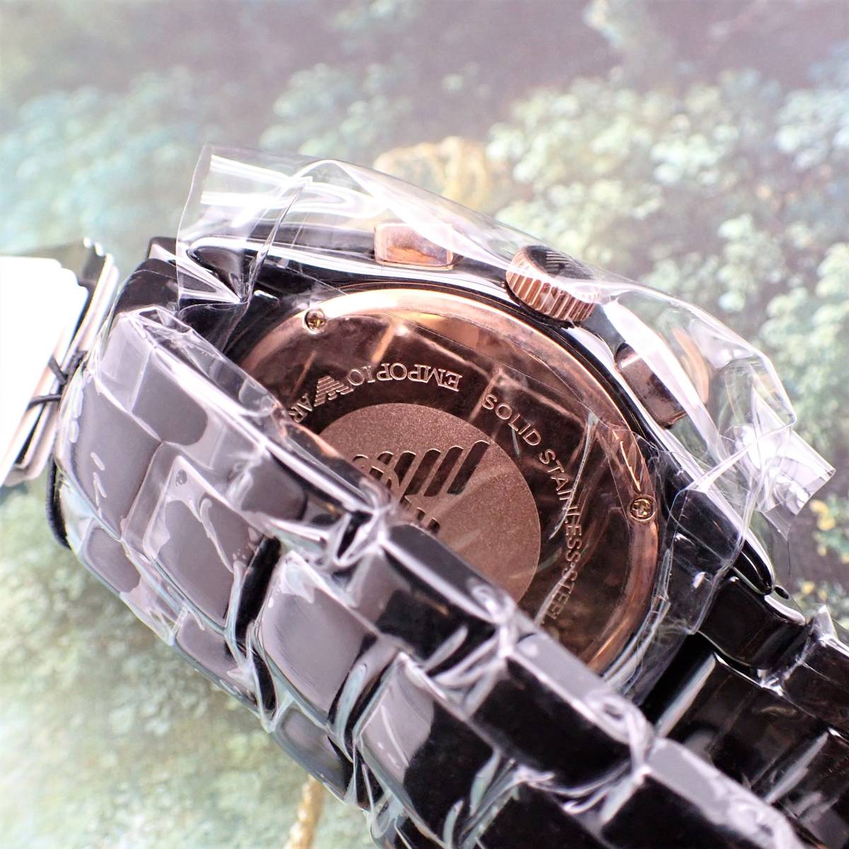 アルマーニ 腕時計 AR1410 セラミカ クロノグラフ 未使用 美品 EMPORIO ARMANI ブラック セラミックブレス #gdo2_画像4