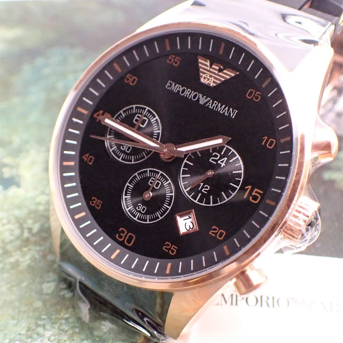 アルマーニ 腕時計 AR5905 Sportivo クロノグラフ 未使用 美品 EMPORIO ARMANI クオーツ ブラック×ローズゴールド #gdo3_画像1