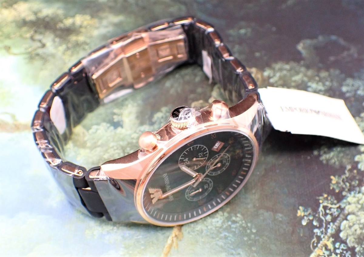 アルマーニ 腕時計 AR5905 Sportivo クロノグラフ 未使用 美品 EMPORIO ARMANI クオーツ ブラック×ローズゴールド #gdo3_画像5