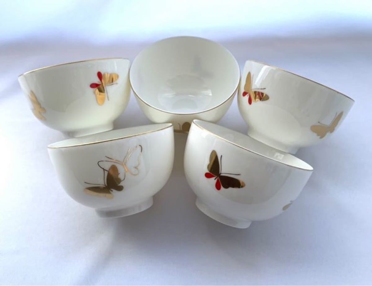 HM 美食器 森英恵 ハナモリエ 湯呑 食器 茶器 蝶 5客 セット まとめ