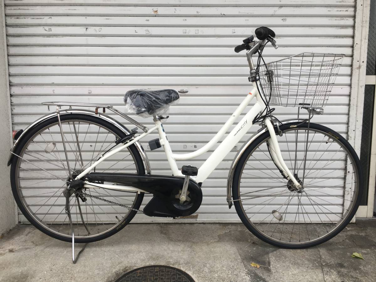 地域限定送料無料　バッテリー新品　ヤマハ　パスシティ　新基準　27インチ　白　アシスタ　ビビ　神戸市　電動自転車