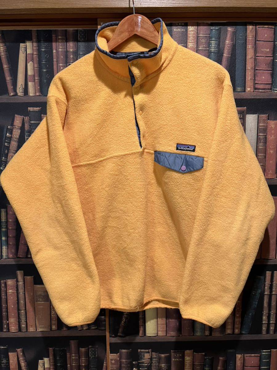 90'S USA patagonia スナップt シンチラ イエロー　パタゴニア_画像1