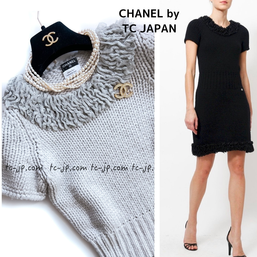  Chanel One-piece CHANEL светло-серый * вязаный * кашемир F38