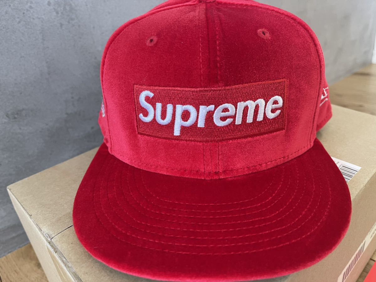 送込 7-5/8 Supreme Velour Box Logo New Era キャップ 帽子 メンズ 人気デザイナー