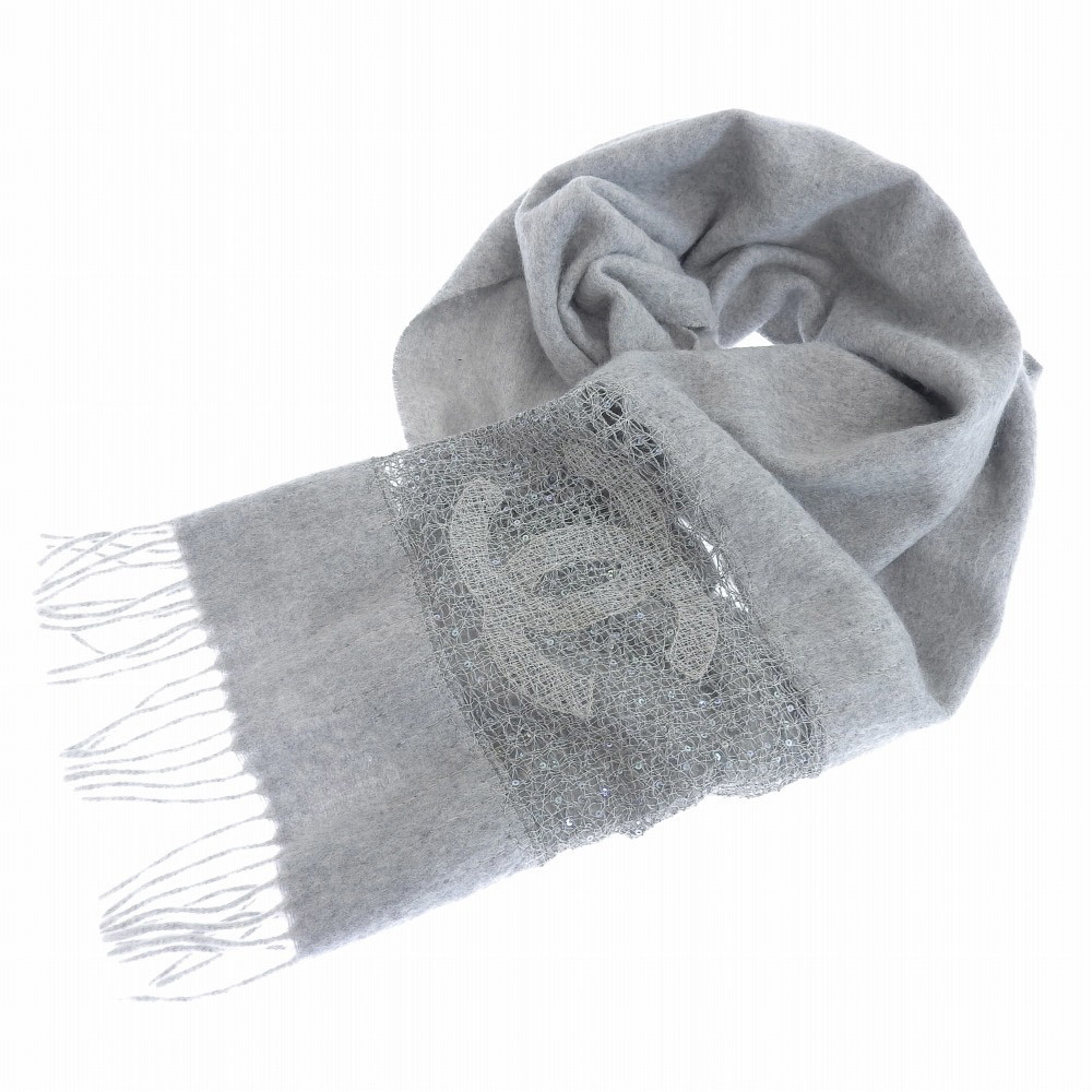 超美品 シャネル CHANEL 現行黒タグ スパンコール ココマーク カシミア
