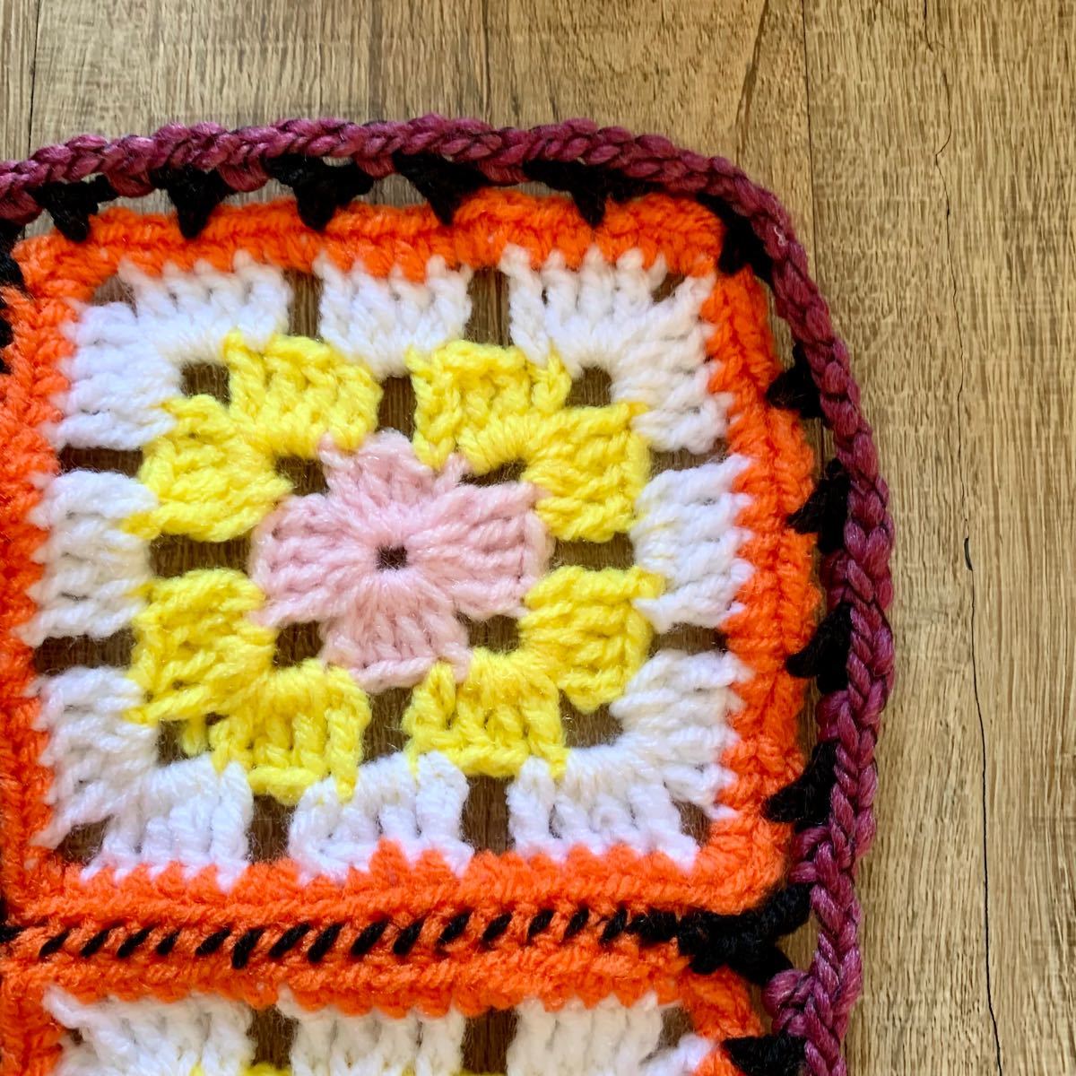 ハンドメイド グラニースクエアブランケット(オレンジ)|Yahoo ハンドメイド グラニースクエアブランケット(オレンジ)|Yahoo